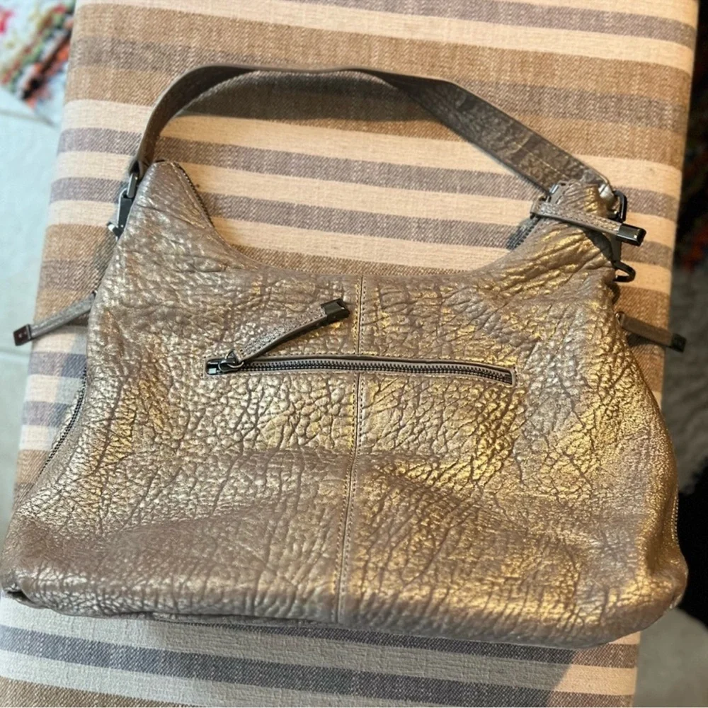 Vince Camuto Riley metallic brushed bubble lamb leather hobo purse shoulder bag